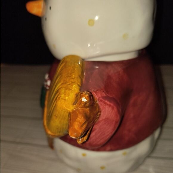 Sakura Debbie Mumm Christmas Holiday Cookie Jar Canister Snowman with Broom 10in - Picture 10 of 10
